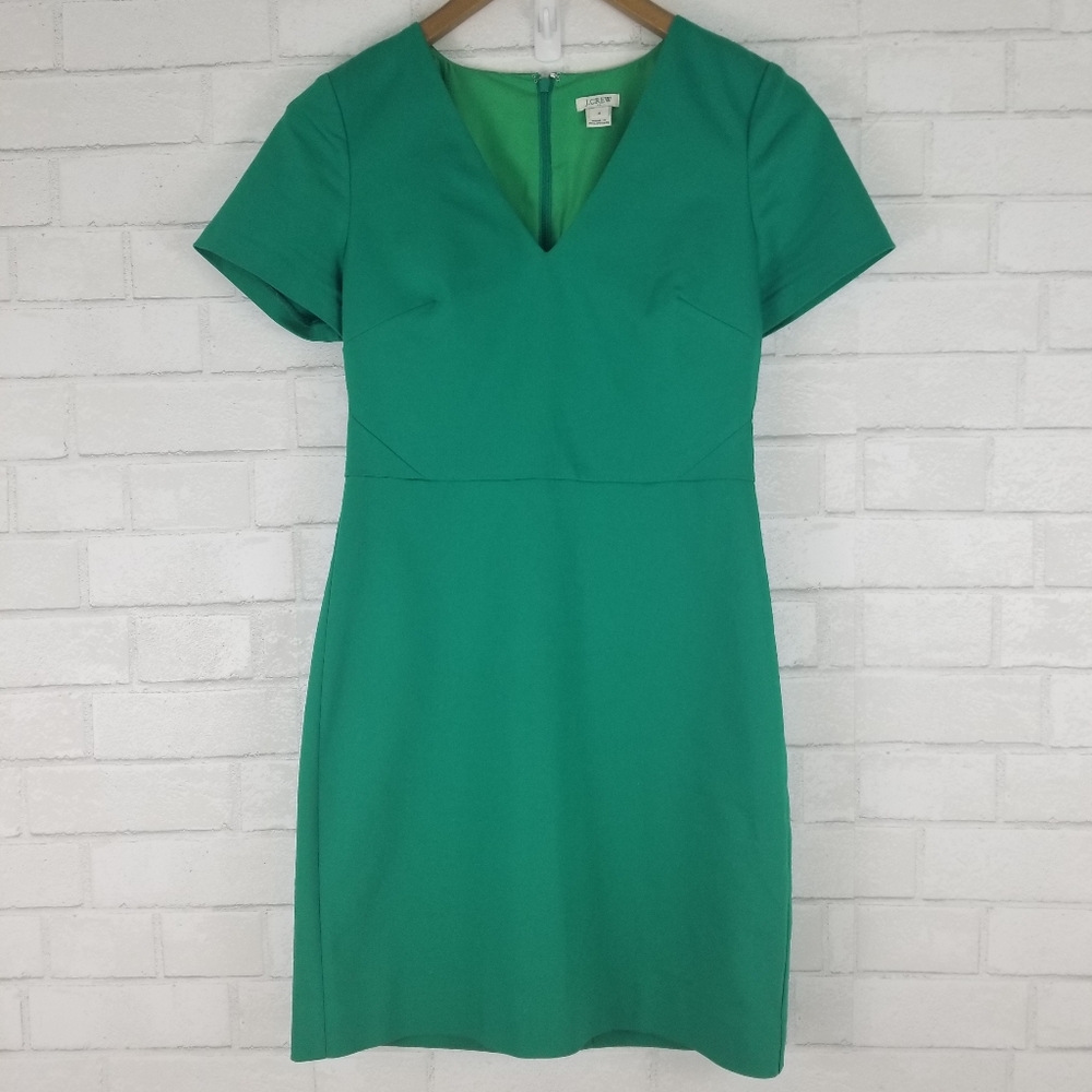 J Crew Green Lined Sheath Dress Sz 4 Work